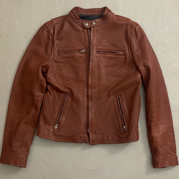 HARLEY DAVIDSON Leather Motorcycle Jacket CAFE RACER Women’s Medium Burgundy - Picture 2 of 8